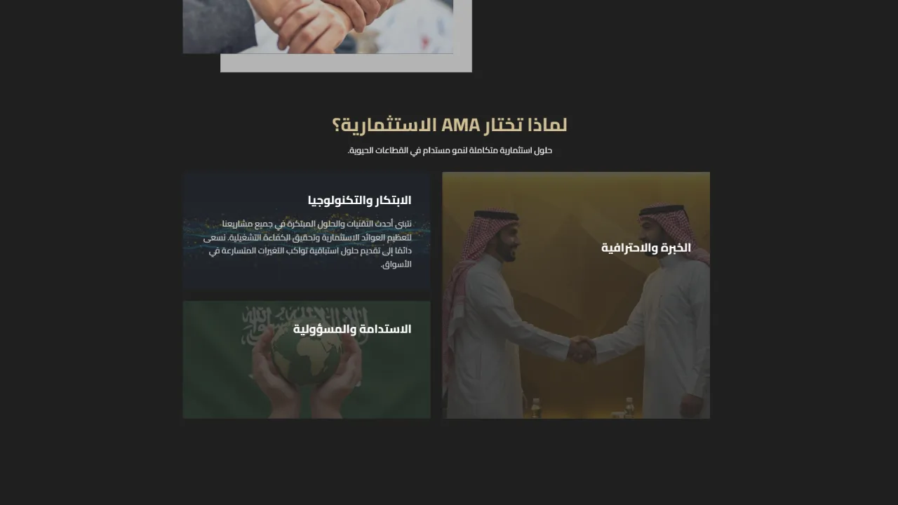 AMA Investors – Corporate Investment Portfolio Website screenshot