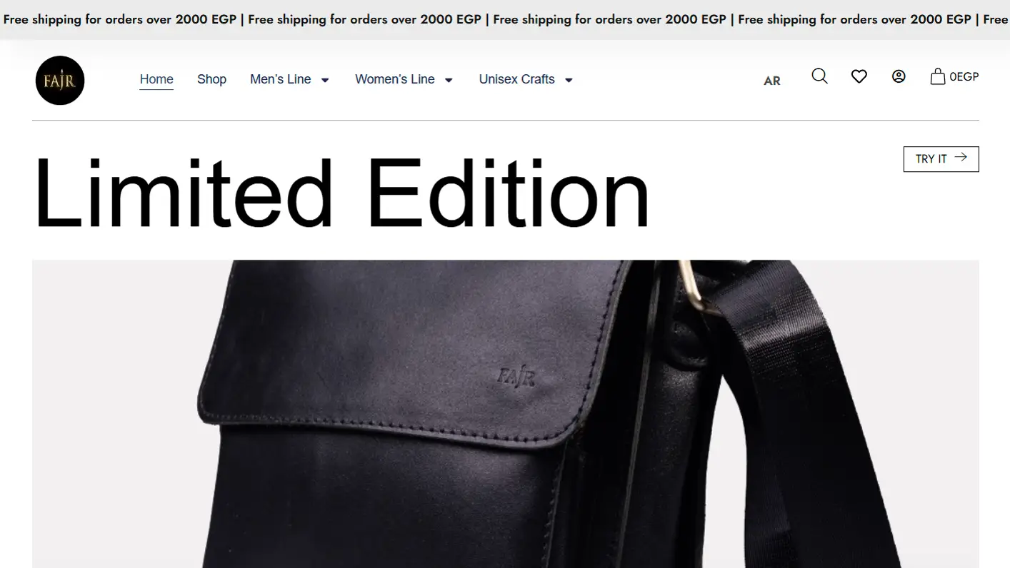FAJR – Premium Egyptian Leather Goods E-Commerce Platform screenshot