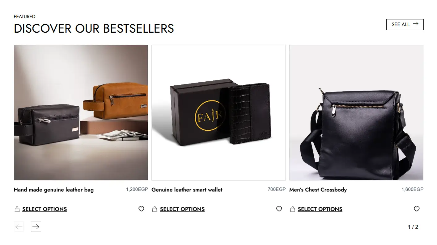 FAJR – Premium Egyptian Leather Goods E-Commerce Platform screenshot