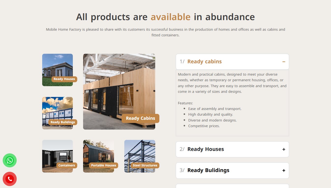 Pcabins – Portable House Factory E-commerce Website screenshot