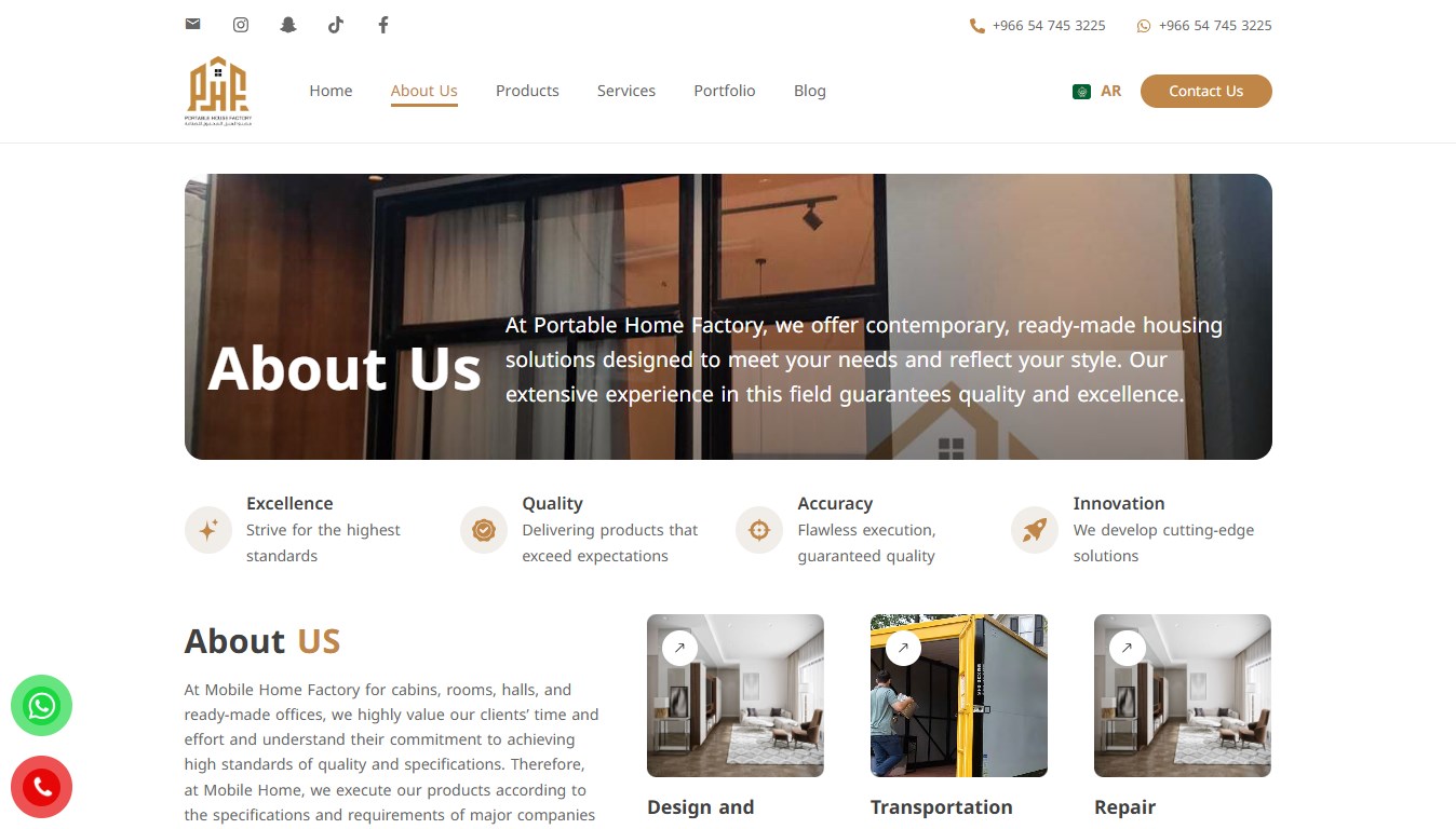 Pcabins – Portable House Factory E-commerce Website screenshot